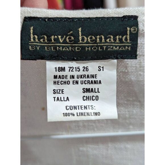 Harve Benard Women's Small Cream Linen Tie-Split Neck Tunic Top - Picture 2 of 5